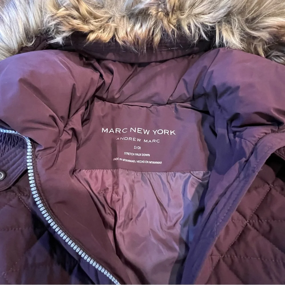 Marc New York Purple Quilted Faux Fur Hooded Jacket - Picture 3 of 3